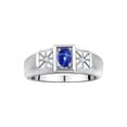 thumbnail image 1 of RYLOS Men's Rings Sterling Silver Classic 6X4MM Oval Gemstone & Diamond Ring Blue Star Sapphire September Birthstone Rings For Men, Silver Rings, Size 10, 1 of 7