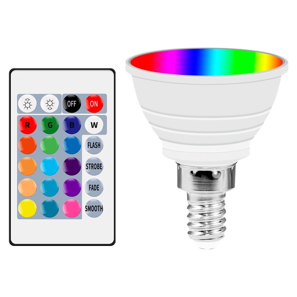 LED Light Bulbs RGB Light Cup Color-changing 85-265V E14 Remote Control Smart Spotlight Bulb -