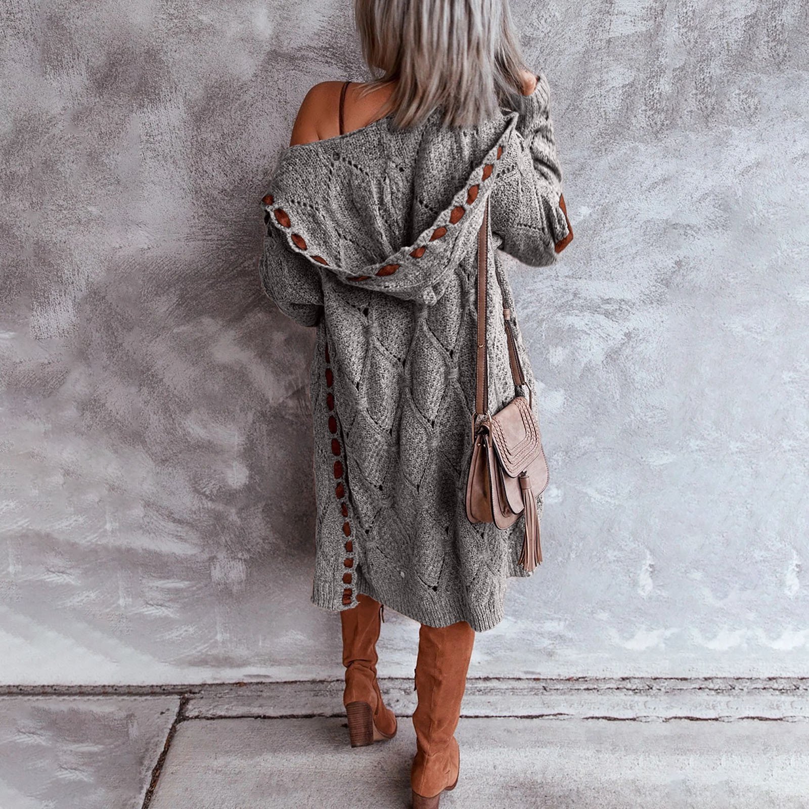 hoksml Sweater Jakke til Kvinder, Clearance Mode Kvinder Langærmet Casual Lang Cardigan Jakke Sweater Yderbeklædning