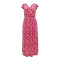 thumbnail image 1 of Ropa Playa Ocean Pacific para Mujer Maxivestido Cuello V Manga Olanes Flores Rojo Talla M, 1 of 4