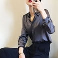 thumbnail image 5 of Silk Brown Clothes Wear To Work Office Outfits Long Sleeve Purple Spring Formal Tops for Women Satin Womens Shirt & Blouse Cool, 5 of 5
