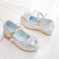 thumbnail image 5 of FAHXNVB Girls Mary Jane Princess Shoes Non Slip Pearl Strap Rhinestone Bow Dress Shoes Wedding Summer Sparkly Shoes 4-12.5 Years, 5 of 6