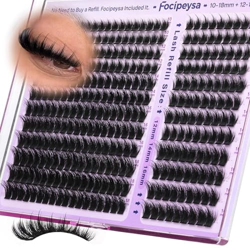 Lash Clusters Fluffy Spike Eyelash Clusters 10-18mm Volume Eyelash Extensions 200D Clusters Eyelashes 324pcs DIY Clusters Lashes Extensions at Home for Makeup by