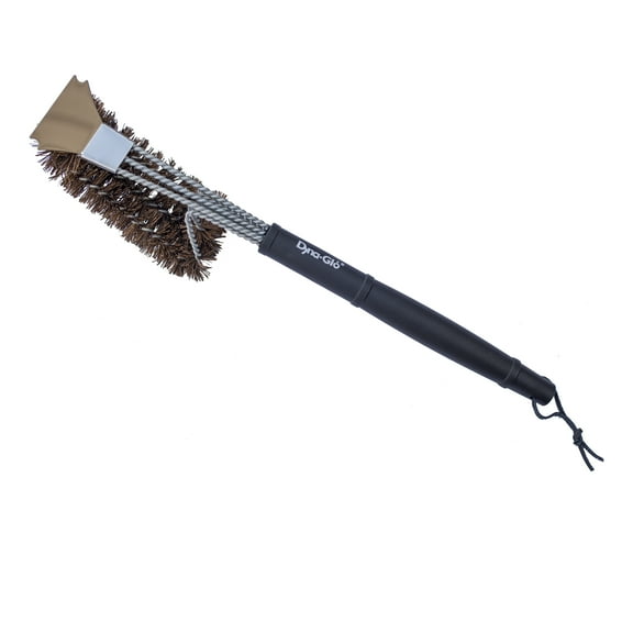 Dyna-Glo 18" Grill Brush with Palmyra Bristles and Stainless Steel Scraper