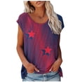 thumbnail image 2 of Fiudx Liquidación de Ahorros de Verano Top Informal de Manga Corta para Mujer, con Cuello Redondo, Sexy, Degradado, Estampado de Independencia, Regular, 2 of 6