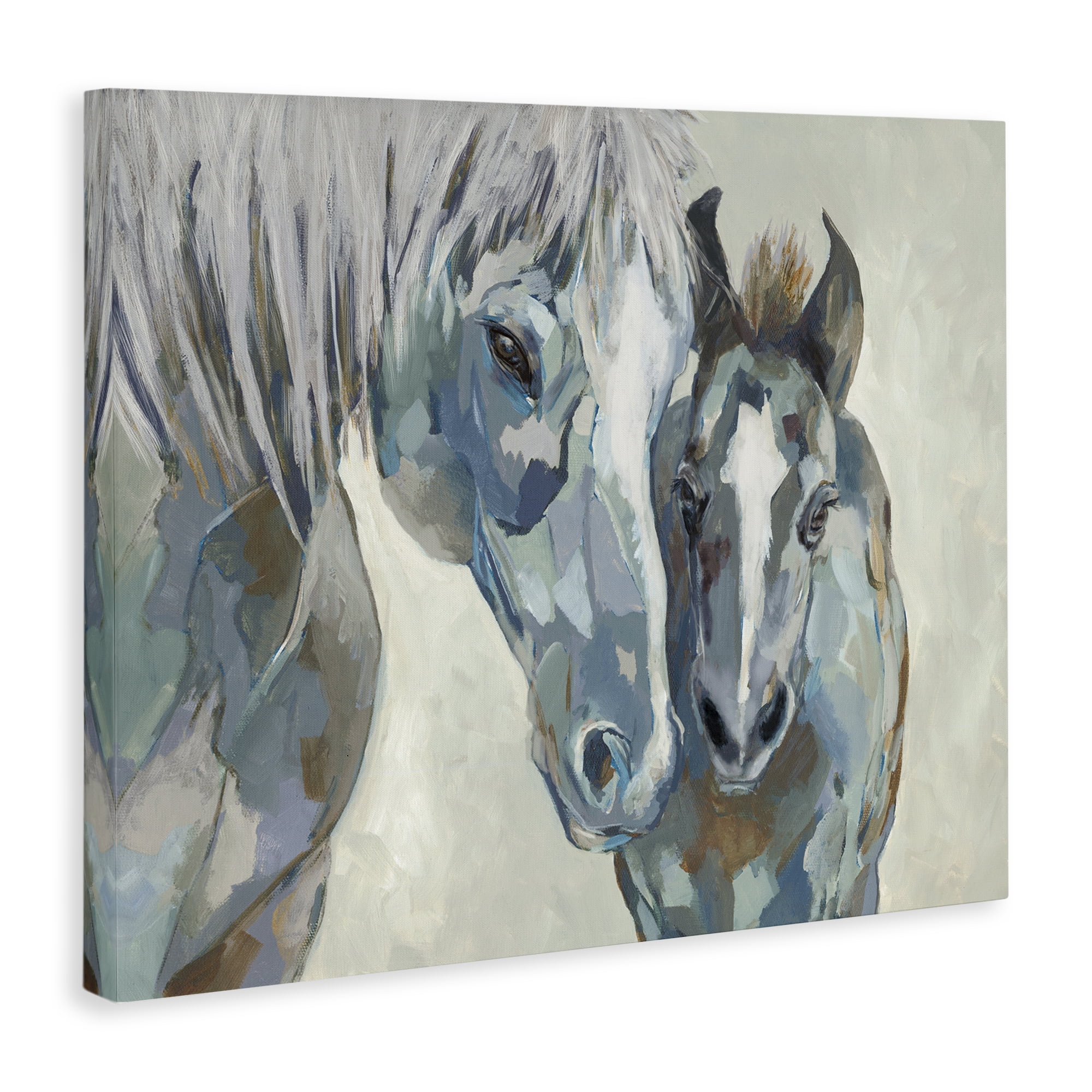 Stupell Industries Grey Horse & Foal Animals Painting Wrapped Canvas Art Print Wall Art, 48 x 36