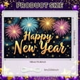 thumbnail image 2 of Fireworks Happy New Year Banner Starry New Year Display Colorful Golden Lettering Festive Backdrop for New Year Party Holiday Celebration Indoor Decoration, 2 of 9