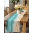 thumbnail image 5 of Blue Beige Water Ripple Table Runner-36 Inch Long Gradient Ocean Wave Abstract Stripe Table Runners Linen Burlap Tablerunner for Kitchen Dining Room Holiday Party, 5 of 9
