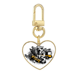 thumbnail image 1 of Deporte de invierno, esqui y Ciudad silueta Llavero de metal en forma de corazón dorado, 1 of 3