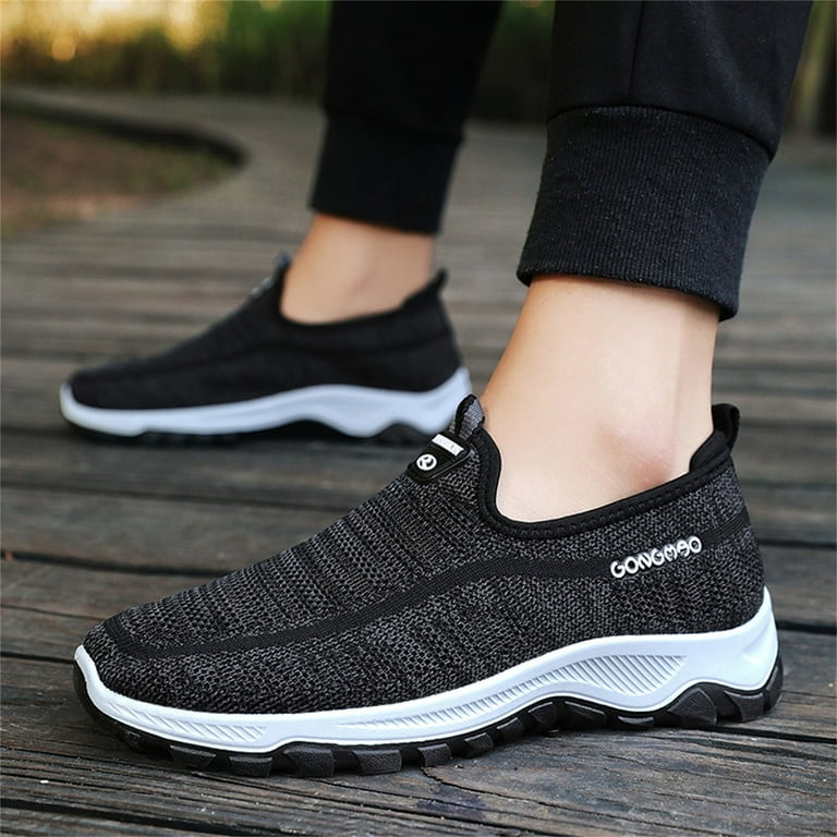 HSMQHJWE Slip Ons For Men Casual Mens Shoes Size 12 Men Low Top Breathable  Running Pu And Mesh Casual Sport Shoes Casual Moccasins Men 