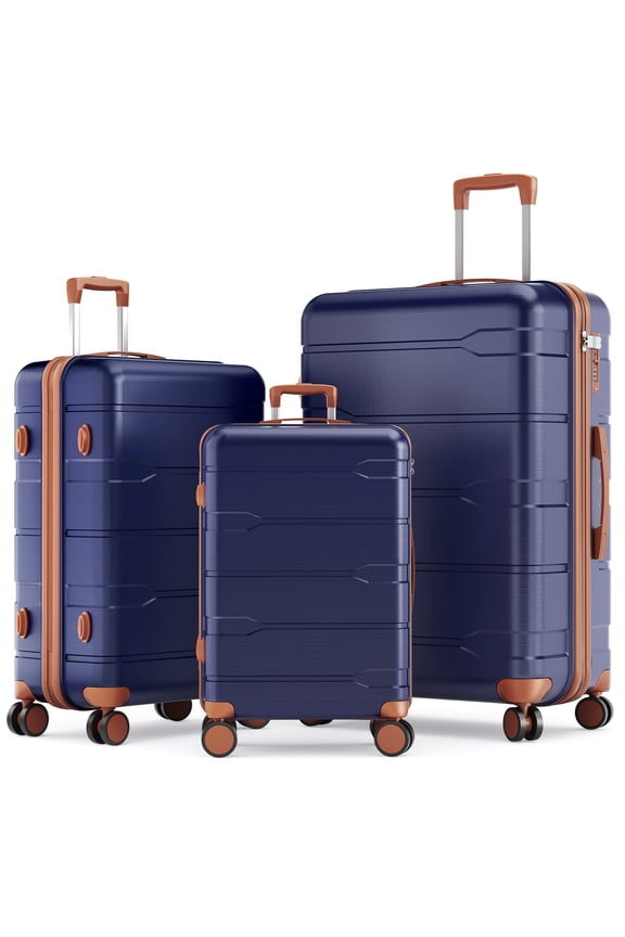 3 Piece Hardshell Luggage Set with TSA Lock, YKK Zippers, Spinner Wheels, Lightweight PC+ABS Suitcases (20/24/28)