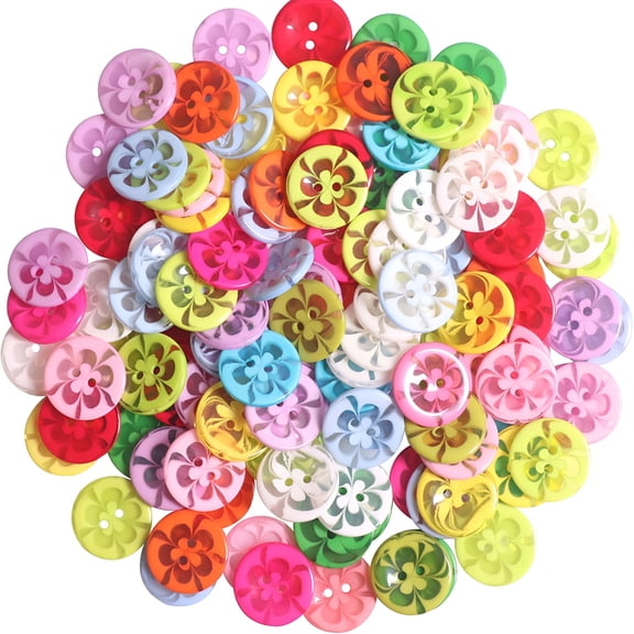 TUWAFE 100 Pcs 22Mm Assorted Color Resin Button 2 Holes for Sewing Crafts Scrapbooking and Diy Craft 0.86Inch