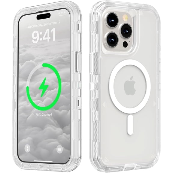 Transparent Phone Case compatible with Apple iPhone 11, Triple Layer Charging Cover, Heavy Duty Shockproof Drop Proof Protection