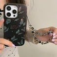 thumbnail image 2 of Designed for iPhone Case,Luxury translucent Butterfly Pattern with Pearl hand Bracelet camera lens Protection shockproof Protective Cover Phone Case (iPhone 15 Pro,Black), 2 of 5