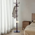 thumbnail image 4 of Coat Rack Freestanding, Hall Tree with 14 Hooks, Heavy Duty Wooden Coat Tree Stand, Adjustable Height, Sturdy Base for Bedroom Hallway Office - Load 300lbs, 4 of 8