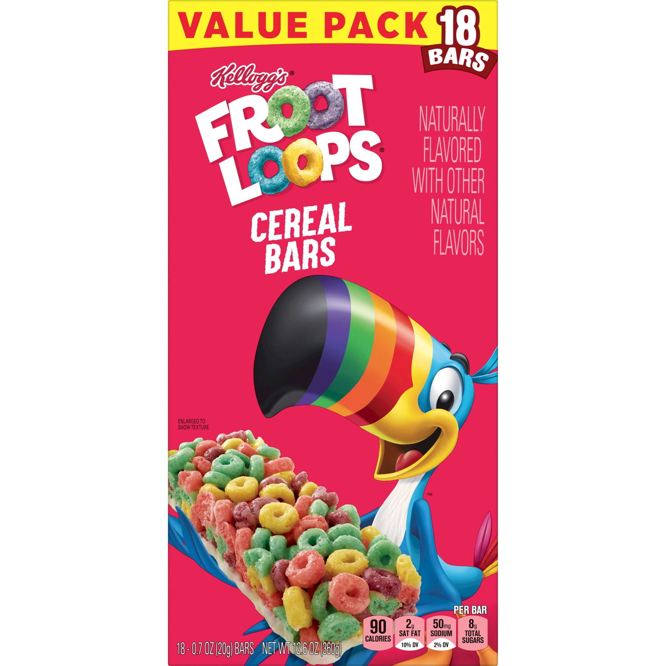 Kellogg's Froot Loops Original Chewy Cereal Bars, Fruit Flavored, 12.6 oz, 18 Count