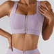 thumbnail image 5 of Sujetador deportivo ejercicio jogging correr a prueba de golpes push up cremallera frontal apertura mujeres entrenamiento sujetador púrpura M, 5 of 8