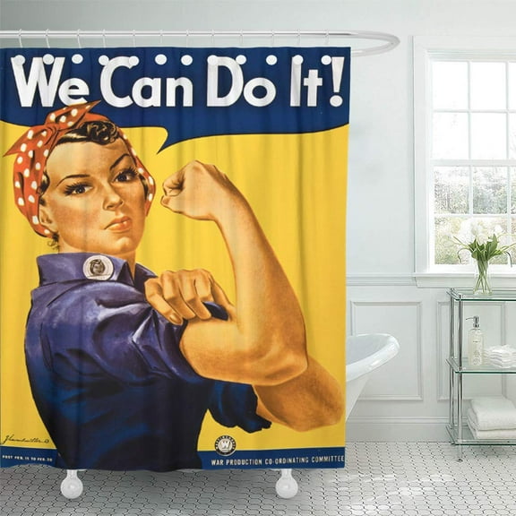 Libin Patriotism Rosie The Riveter We Can Do It Vintage Shower Curtain 60x72 inch