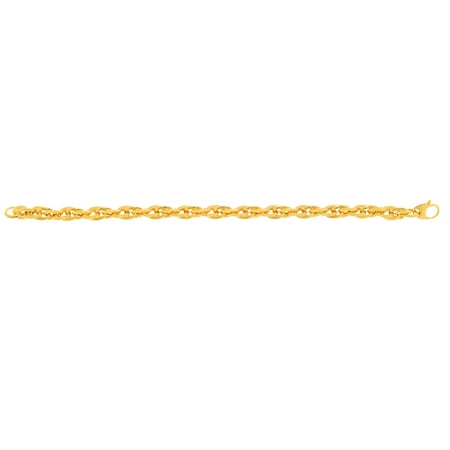 14K Yellow Gold Shiny Double Oval Link Fancy Bracelet with Fancy Fish Clasp
