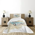 thumbnail image 4 of Ambesonne Cars Quilted Bedspread Set 2 Pcs, Classical Sports Car Retro, Twin Size, Pale Pink Blue, 4 of 5