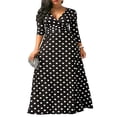 thumbnail image 1 of Womens Long Sleeve Polkadot Printed Prom Cocktail Swing Long Dress, 1 of 4