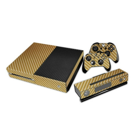 HDE Xbox One Console Sticker Decal Protective Xbone Skin Carbon Fiber Vinyl Cover for Microsoft XboxOne (Gold)