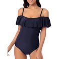 thumbnail image 4 of Csndyce Womens One Piece Swimsuits Ruffles off Shoulder Tummy Control Halter Bathing Suits Female, 4 of 6