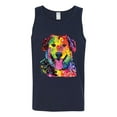 thumbnail image 3 of Smiling Dog | Colorful Neon Golden Retreiver | Dean Russo Art Animal Lover Mens Tank Top, Navy, Medium, 3 of 6