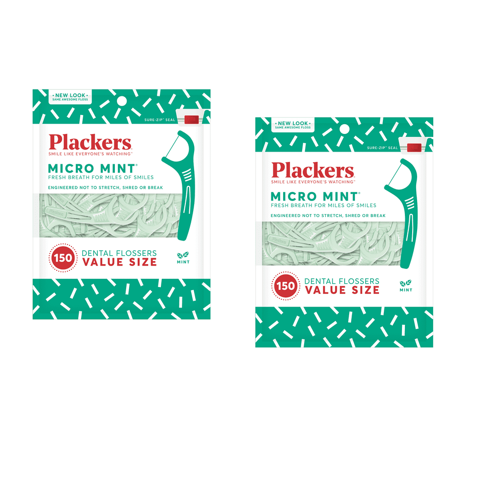 Plackers Micro Mint Dental Floss Picks, 150 Count 2 Pack