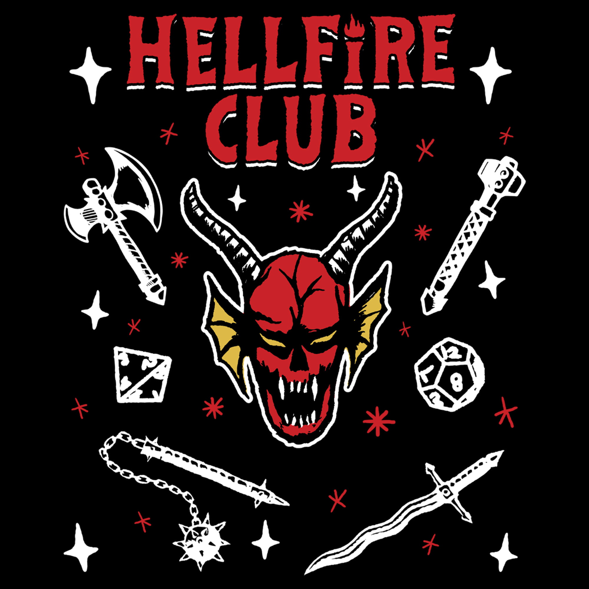 Men's Stranger Things Hellfire Club Icon Graphic Tee Black X Large