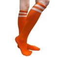 thumbnail image 2 of COUVER Womens 2 Striped Cotton Knee High Tube Socks Dark Orange White 2 Pairs (Womens), 2 of 8