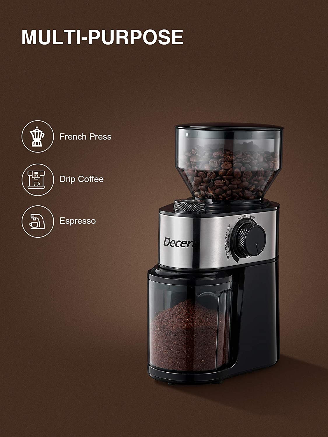 1428S Coffee Grinder Electric, FOHERE Coffee Bean Grinder with 18