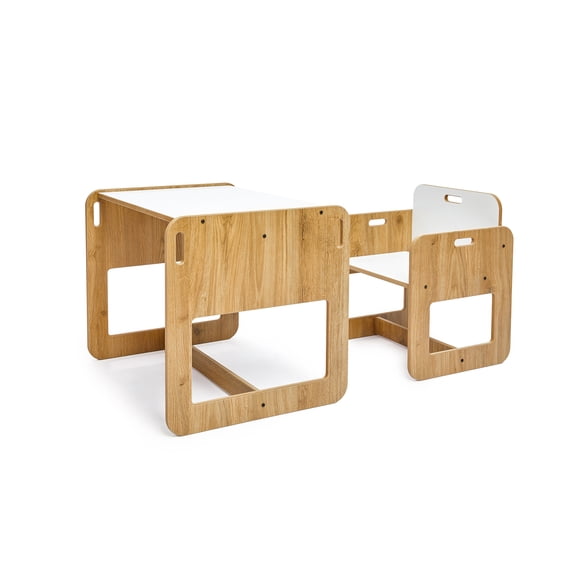 Nipperland Montessori 2pc Kids Toddlers Play Table and Chair Set, Montessori Furniture, 1 Table & 1 Chair