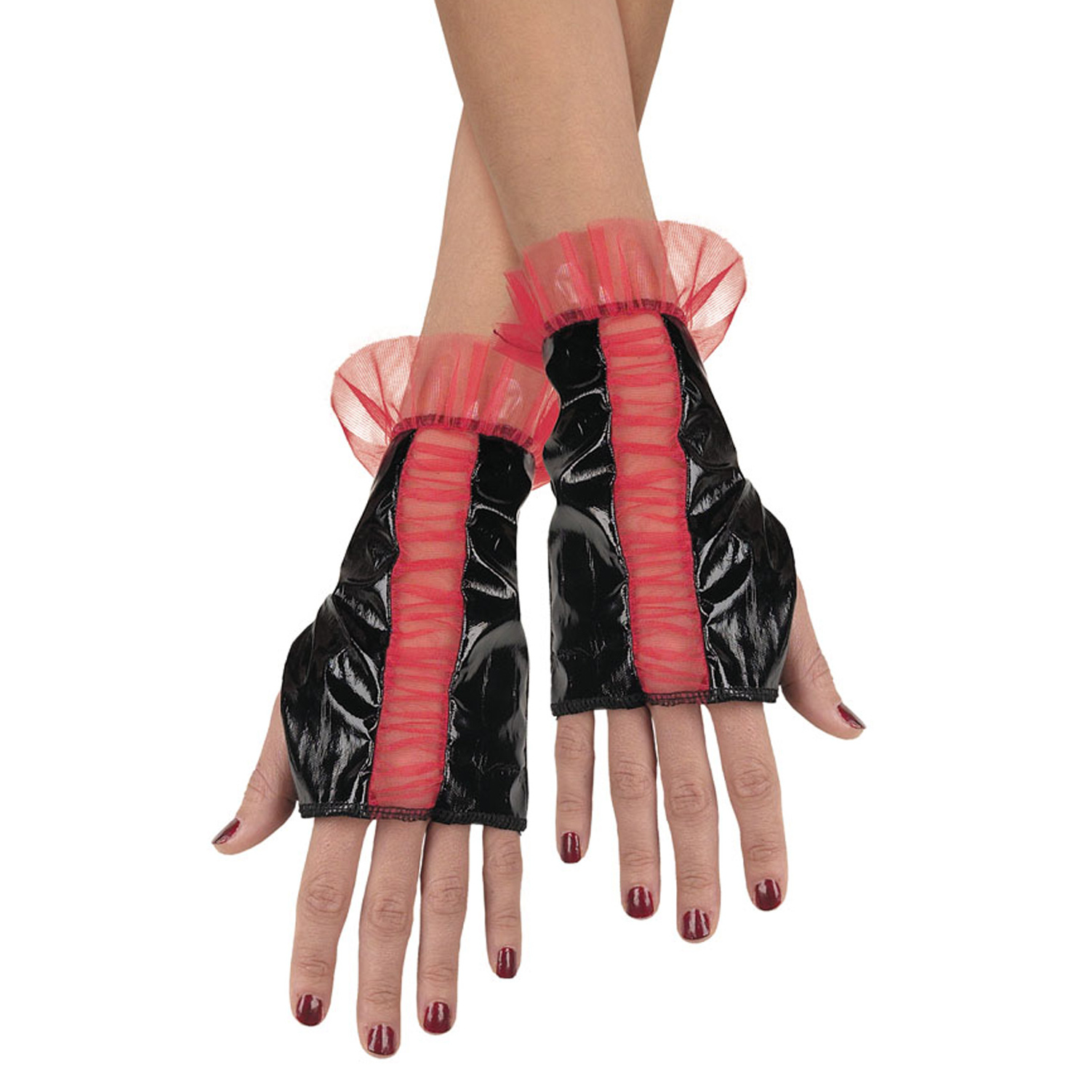 Unique Glovettes Black Red Accents Fingerless Gloves - Walmart.com