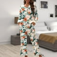 thumbnail image 6 of Kuiaobaty Flower Print Womens Pajamas Short Sleeve Loungewear Two-Piece Long Sleeve Sleepwear Button-Down Pj Set Comfy Nightgown, XL, 6 of 7
