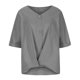 thumbnail image 3 of Camiseta de manga corta con botones de color sólido para mujer, informal, suelta, de algodón y lino Fridja  hjk5399, 3 of 7