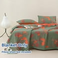 thumbnail image 2 of 100% Cotton Muslin Blanket Jacquard Green Orange Floral Ginkgo Leaves Quilt, Soft Bed Cover Lightweight Breathable Gauzy Reversible Bedspread Coverlet Full/Queen(78"x94"), No Pillow Sham, 2 of 15