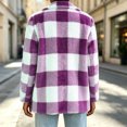 thumbnail image 3 of cocolona Womens Classic Plaid Jacket Fleece Lined Long Sleeve Lapel Overcoat Fall Winter Warm Trendy Outerwear, 3 of 7