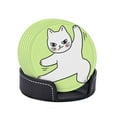 thumbnail image 4 of LNWH Coasters, Cute Fun Kitten Leather Round Coasters Set of 6 for Kitchen Dining Room Living Room Bar - Tabletop Waterproof and Anti-scald, 4 of 8