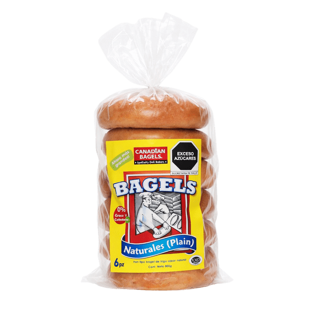 Canadian Bagels Natural 6pz 800gr | Pan Artesanal | Pan Fresco, Suave y Esponjoso | Ideales para el Desayuno