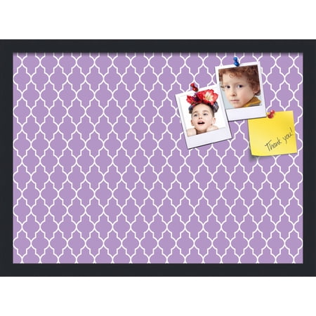 PinPix 22x16 Custom Cork Bulletin Board Quatrefoil Lt Pur Poster Board Has a Fabric Style Canvas Finish Framed in Quatrefoil Lt Pur by ArtToFrames (PinPix-489)
