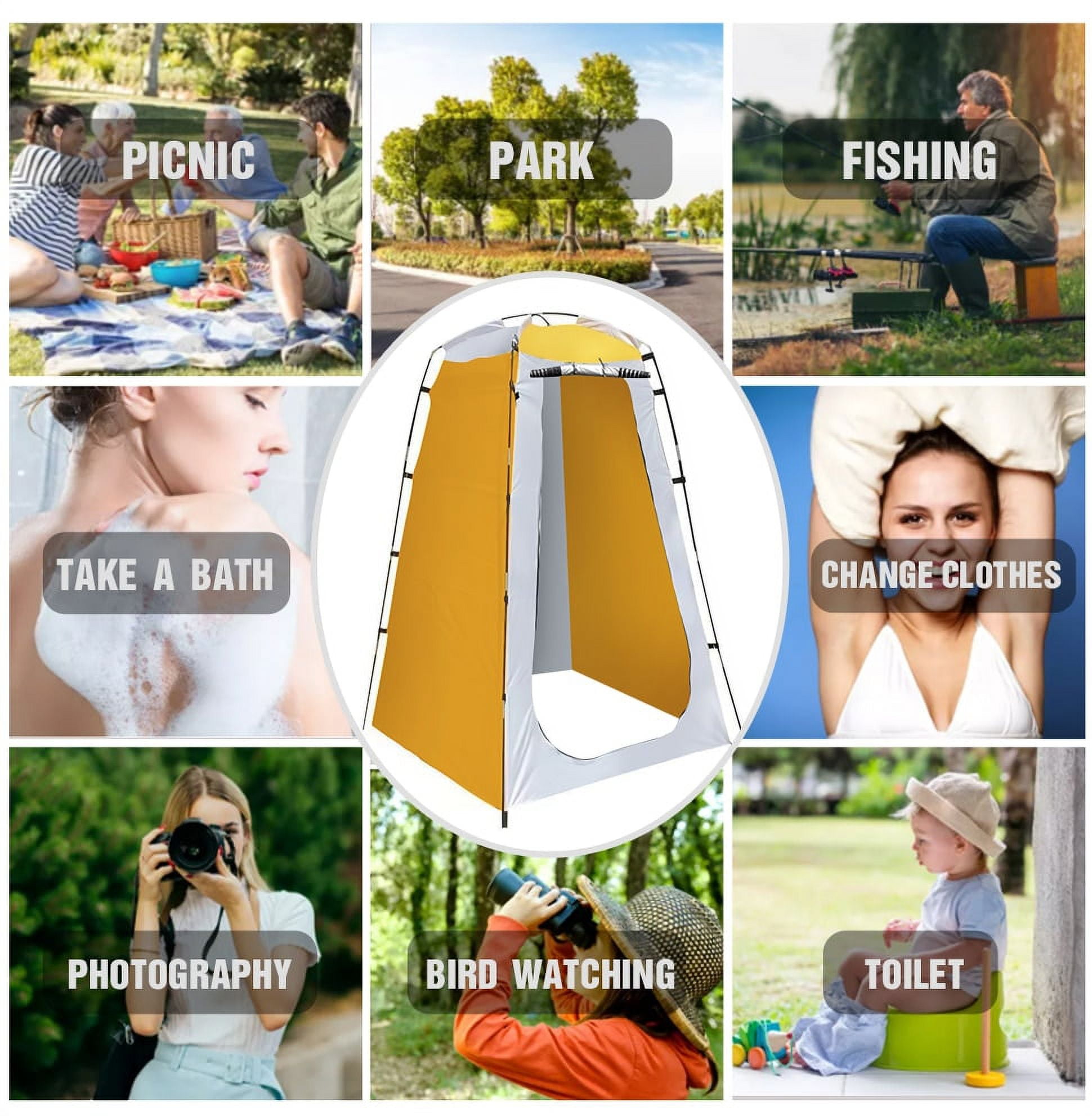 Quick Set Up Shower Tent - Waterproof Dressing & Privacy Tent for Camping and Beach - Portable Changing Room Shelter Canopy with Tent Pegs, Poles, Ropes, and Storage Bag - 47.24X47.24X70.87 Inches
