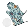 thumbnail image 3 of XMXT Heat Resistant Oven Mitts and Pot Holders Sets, Persian Carpet Blue Pattern Oven Mitt Hot Pads Kitchen Cooking BBQ Gloves, 4 Pcs, 3 of 8