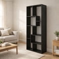 thumbnail image 5 of Asymmetrical 5-Tier Bookcase - Sleek Black Display Shelf with Bold Architectural Lines, 5 of 13