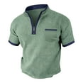 thumbnail image 2 of Kalauyu Men's Short Sleeve Waffle Shirts Quarter-Zip Casual Mock Neck Basic Designed Cotton Shirts Summer Tops, 2 of 5