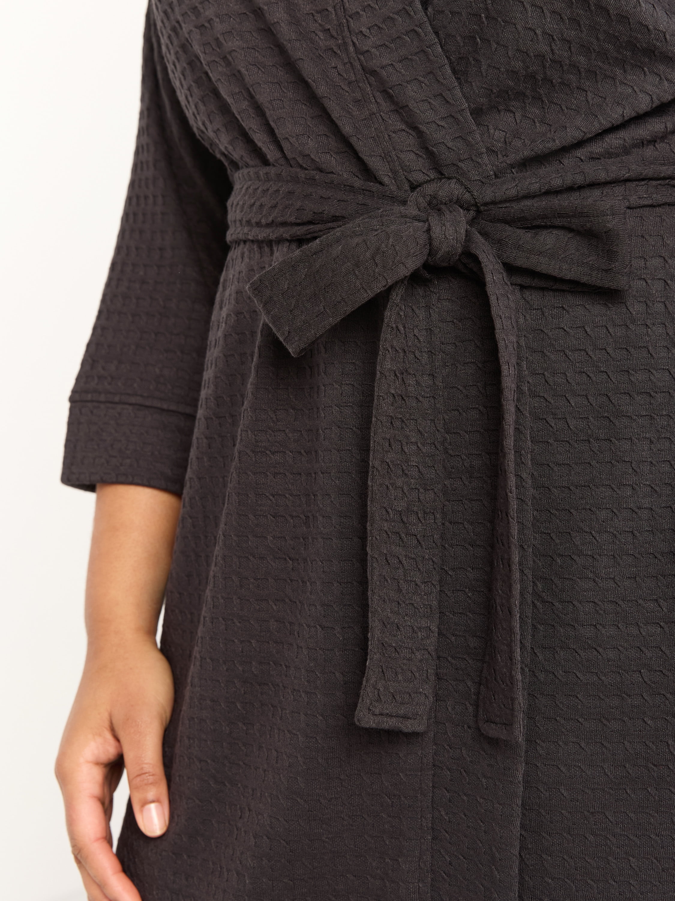 Joyspun Women's Waffle Kimono Short Wrap Robe, Sizes S-3X