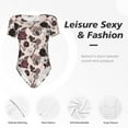 thumbnail image 6 of Fotbe Women Short Sleeve Bodysuit Round Neck Retro Red Black Roses Bodysuit For Women Round Neck Scoop Neck Long Sleeve Stretch Tops Jumpsuit-Xx-Large, 6 of 9