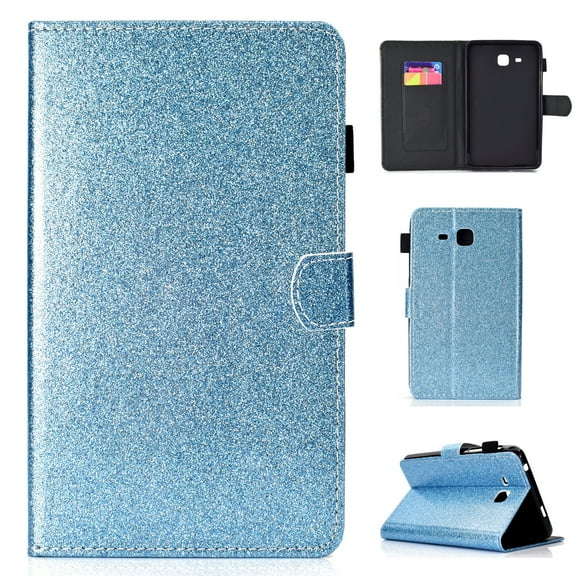 Galaxy Tab A 7.0 Inch Case, T280 T285 Case, Allytech Synthetic Glitter Leather Bling Design Kickstand Magnetic Clasp Pencil Holder Cards Slots Wallet Case Cover for Samsung Galaxy Tab A 7.0", Blue