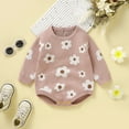 thumbnail image 2 of WUANDIXFA Infant Girl Romper Outfit Long Sleeve Baby Girl Clothes Jumpsuit for Baby One Piece Romper Pink,3-6 Months, 2 of 9