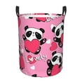 thumbnail image 1 of Balery Panda Heart Valentine Pink Cesta de ropa redonda con asas, impermeable, independiente, para ropa, juguetes, dormitorio y familia-Small, 1 of 6